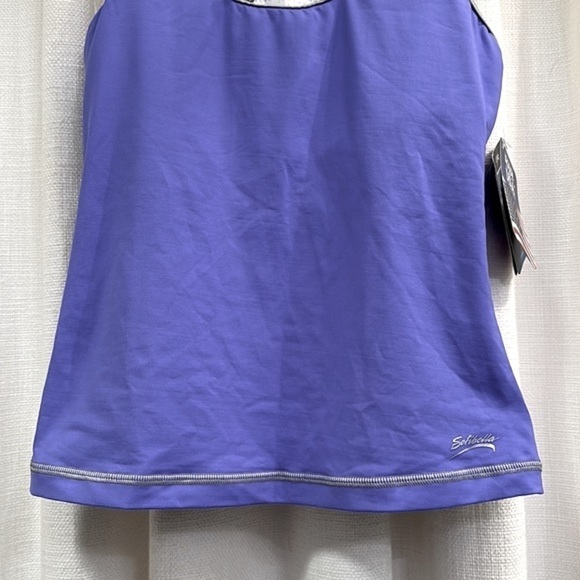 NWT Women’s Sofibella Purple & White Polyester & Spandex UV Tennis Golf Top XS - Picture 3 of 9